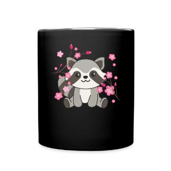 Raton laveur animaux mignons pour enfants kawaii - Mug uni - noir - Devant