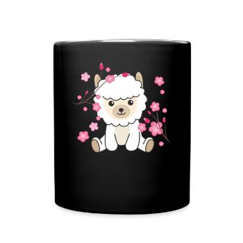 Alpaga animaux mignons pour enfants Kawaii - Mug uni - noir - Devant