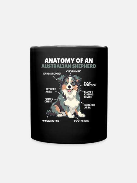 Hunde Erklärung Anatomy eines Australian Shepherd - Tasse einfarbig - Schwarz