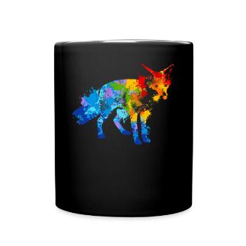 Farbspritzer Fuchs Bunter Fuchs - Tasse einfarbig - Schwarz - Vorne