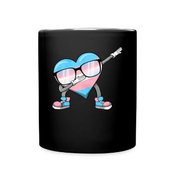 Transgender Stolz Trans Flagge Tupfen Herz Sublte - Tasse einfarbig - Schwarz - Vorne
