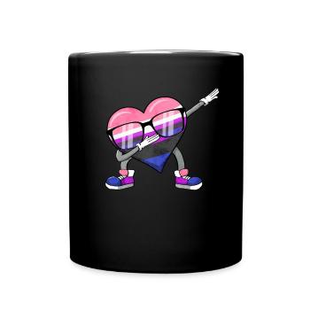 Genre Fluid Pride Flag Polka Dot Heart Sublte LGBTQ - Mug uni - noir - Devant