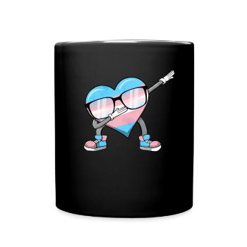 Transgender Stolz Trans Flagge Tupfen Herz Sublte - Tasse einfarbig - Schwarz - Vorne
