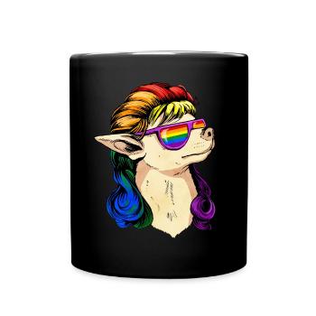 Gay Pride Rainbow Flag Mullet Chihuah - Mug uni - noir - Devant