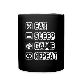 Eat Sleep Game Repeat - Full Colour Mug - black - Front