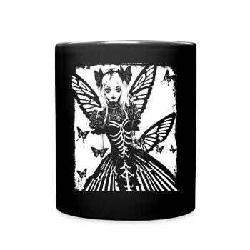 Fairycore Aesthetics Skeleton Fairy Goth Grunge G - Full Colour Mug - black - Front