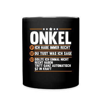 Patenonkel Onkel - Tasse einfarbig - Schwarz - Vorne