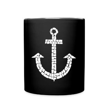 Anchor mosaic white maritime captain symbol hope - Full Colour Mug - black - Front