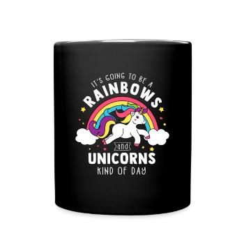 Es wird ein Tag der Regenbögen und Einhörner - Uni - Tasse einfarbig - Schwarz - Vorne