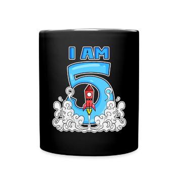 5 Birthday Boy Astronaut Rocket - cinq ans - Mug uni - noir - Devant