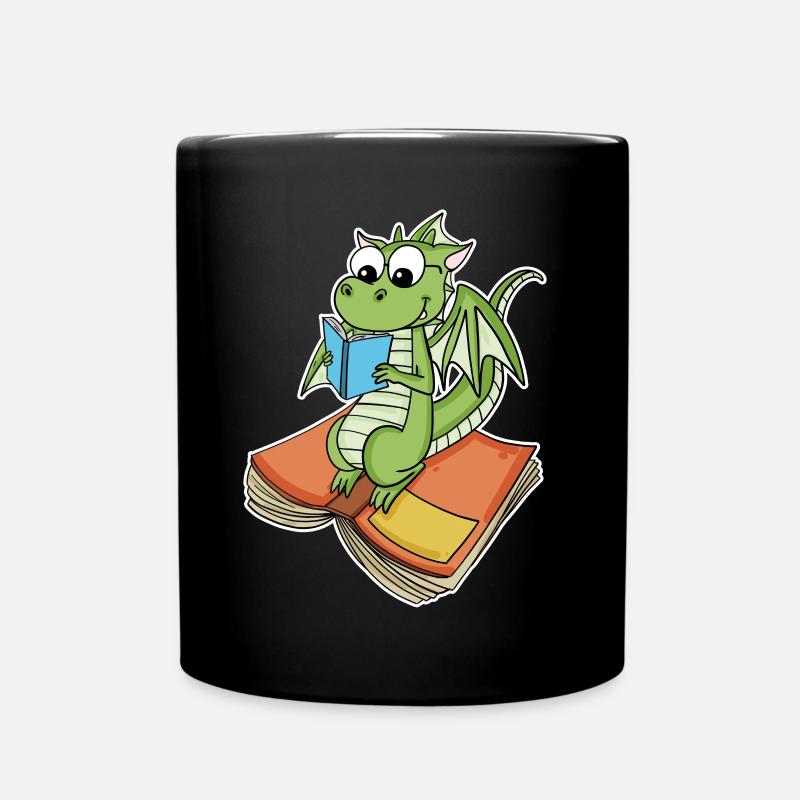 Bücher Drache Drachen - Tasse einfarbig - Schwarz