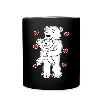 Famille d’ours polaires - Ours polaire avec bébé - Mug uni - noir - Devant