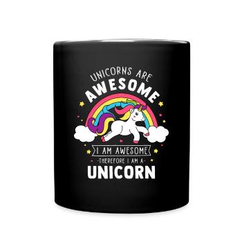 Einhörner sind fantastisch Ich bin ein Einhorn - Lustiger Regenbogen - Tasse einfarbig - Schwarz - Vorne