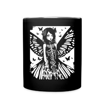 Fairycore Aesthetics Skeleton Fairy Goth Gothic G - Full Colour Mug - black - Front