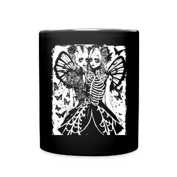 Fairycore Aesthetics Skeleton Fairy Goth Grunge G - Full Colour Mug - black - Front