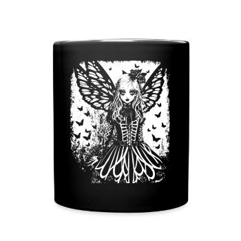 Fairycore Aesthetics Skeleton Fairy Goth Gothic G - Full Colour Mug - black - Front