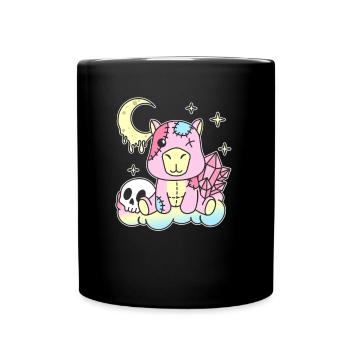 Kawaii Gothic Capybara Pastellfarben Gothic Goth - Tasse einfarbig - Schwarz - Vorne