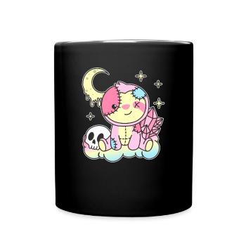 Kawaii Gothic Sloth Pastel Gothic Goth - Full Colour Mug - black - Front