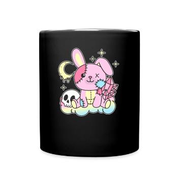 Kawaii Gothic Hase Pastellfarben Gothic Goth Hase - Tasse einfarbig - Schwarz - Vorne