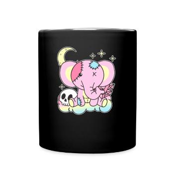 Kawaii Gothic Elephant Pastel Gothic Goth - Full Colour Mug - black - Front