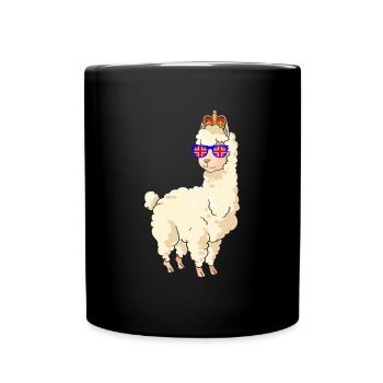 Lama Queen Elizabeth II British Crown Alpaca - Full Colour Mug - black - Front