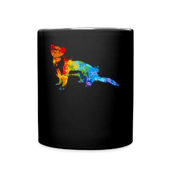 Weasel Splash Art Ferret Animal - Full Colour Mug - black - Front