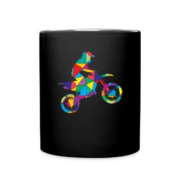 Low Poly Off-Road Racing Polygon Motocross - Full Colour Mug - black - Front