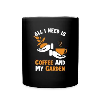 Coffee and my Garden Allotment Garden - Full Colour Mug - black - Front