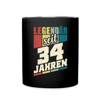 34. Geburtstag Legendär Seit 34 Jahren Legende 34 - Tasse einfarbig - Schwarz - Vorne