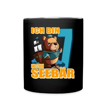 Kapitän Ich Bin 7 Und Schon Seebär - Tasse einfarbig - Schwarz - Vorne