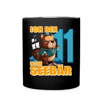 Kapitän Ich Bin 7 Und Schon Seebär - Tasse einfarbig - Schwarz - Vorne