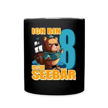 Kapitän Ich Bin 8 Und Schon Seebär - Tasse einfarbig - Schwarz - Vorne