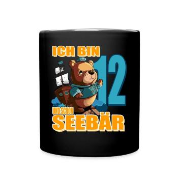 Kapitän Ich Bin 12 Und Schon Seebär - Tasse einfarbig - Schwarz - Vorne
