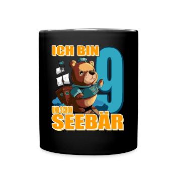 Kapitän Ich Bin 9 Und Schon Seebär - Tasse einfarbig - Schwarz - Vorne