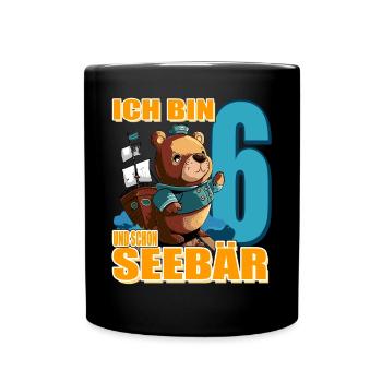 Kapitän Ich Bin 6 Und Schon Seebär - Tasse einfarbig - Schwarz - Vorne
