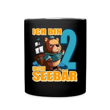 Kapitän Ich Bin 2 Und Schon Seebär - Tasse einfarbig - Schwarz - Vorne