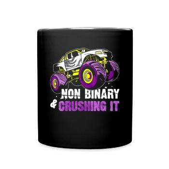 Non-Binary Pride Flag Monster Truck - Full Colour Mug - black - Front