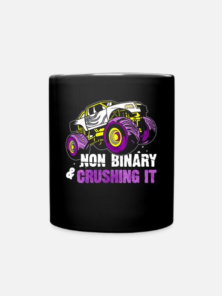 Nicht-binärer Stolz Flagge Monster Truck - Tasse einfarbig - Schwarz