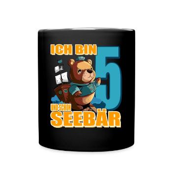 Kapitän Ich Bin 5 Und Schon Seebär - Tasse einfarbig - Schwarz - Vorne