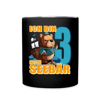 Kapitän Ich Bin 3 Und Schon Seebär - Tasse einfarbig - Schwarz - Vorne