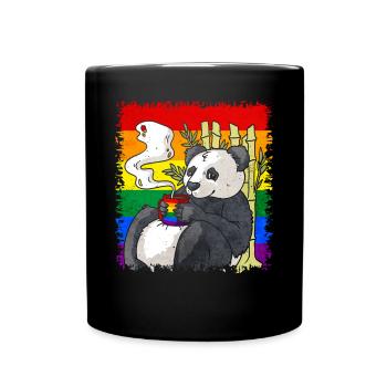 Homosexuell Stolz Regenbogen Flagge Panda Kaffee S - Tasse einfarbig - Schwarz - Vorne