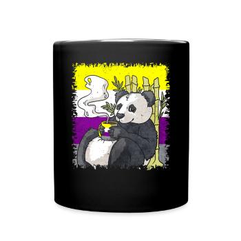 Nicht binäre Stolz Flagge Panda Kaffee Sublte LGBT - Tasse einfarbig - Schwarz - Vorne