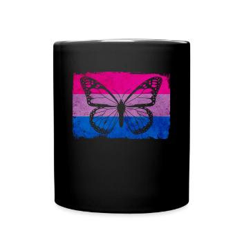 Bi Pride Bisexual Flag Butterfly Sublte LGB - Mug uni - noir - Devant