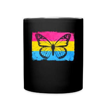 Pansexual Pride Pan Flag Butterfly Sublte - Full Colour Mug - black - Front