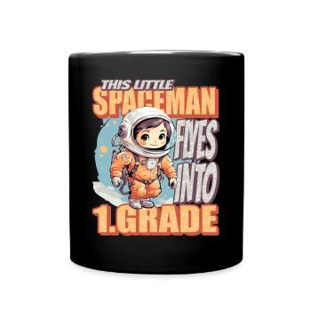 This little astronaut flies into the first - Full Colour Mug - black - Front