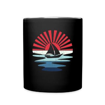 Retro Sailing Boat Sailboat Skipper Catamaran - Full Colour Mug - black - Front