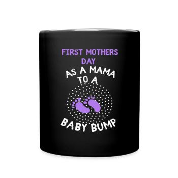 Mama Ankündigung Baby Bump Mama wird erste Mutter - Tasse einfarbig - Schwarz - Vorne