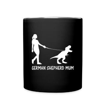 Deutscher Schäferhund Mama Dinosaurier GSD Besitzer Lustige Motte - Tasse einfarbig - Schwarz - Vorne