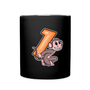 1 Birthday 1 Year Old with Animal Motif - One - Full Colour Mug - black - Front