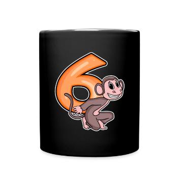 6 Birthday 6 years old with animal motif - six - Full Colour Mug - black - Front
